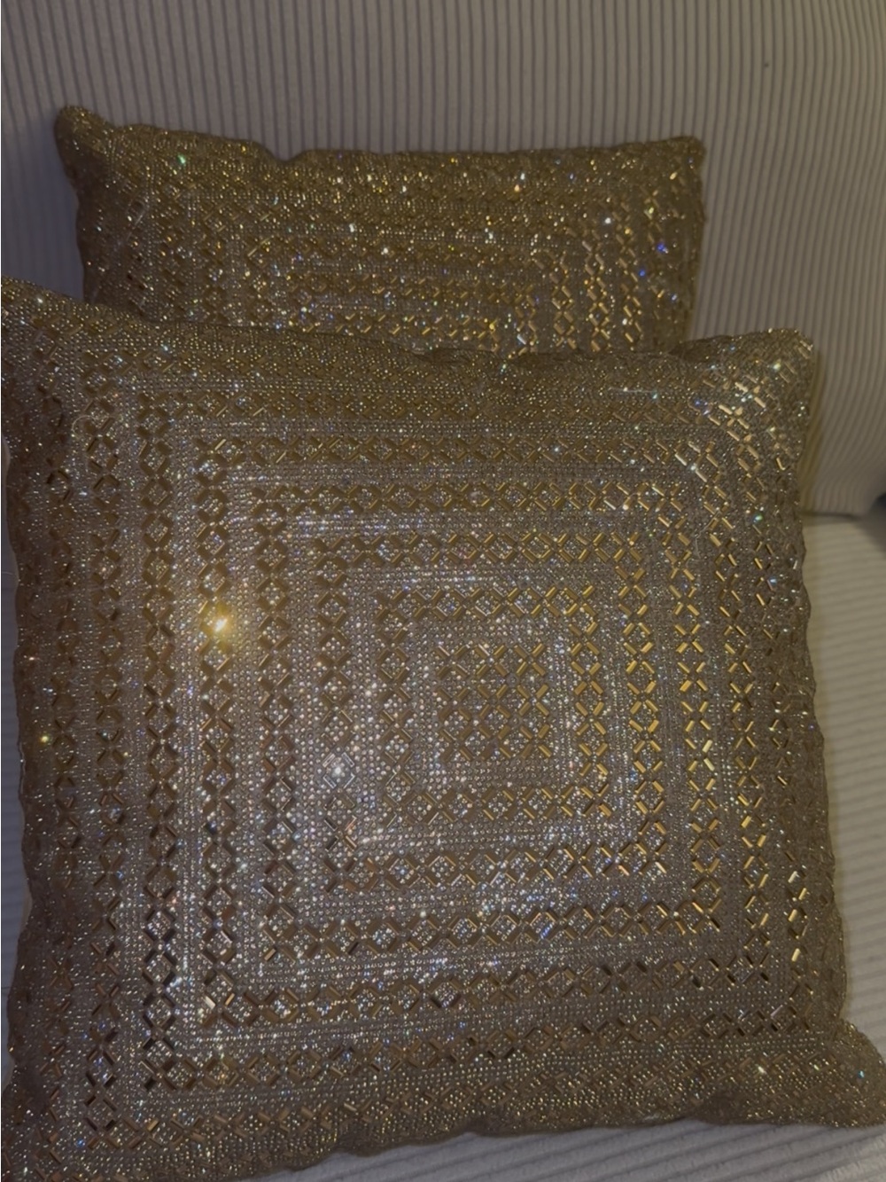 Gold Sequin Decorative Throw Pillow - Elegant Home Accent